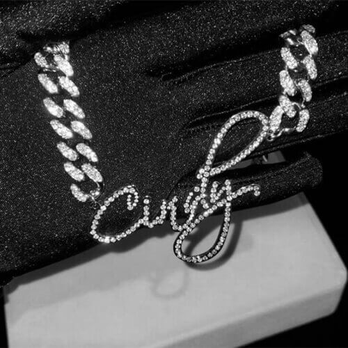 Personalized chunky iced out cuban name chain suppliers bulk custom diamond name necklace for men manufacturers websites